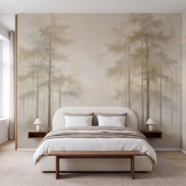 Wall mural Foggy forest with trees (SKU: t01056) Wall mural Foggy forest with trees (SKU: t01056)