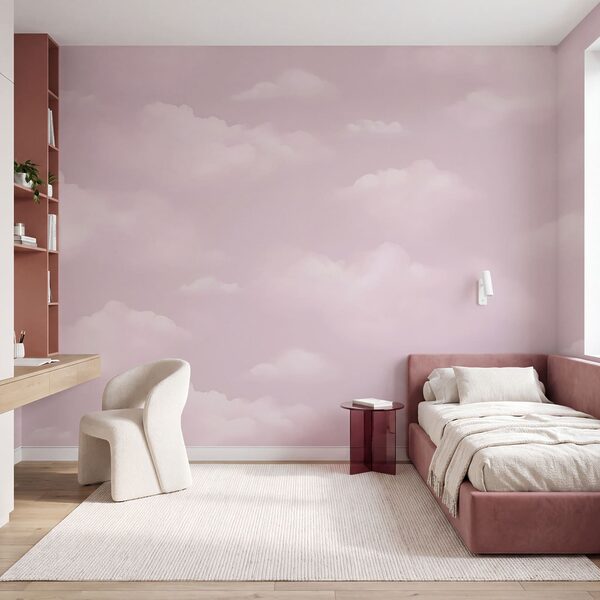 Pink sky with clouds