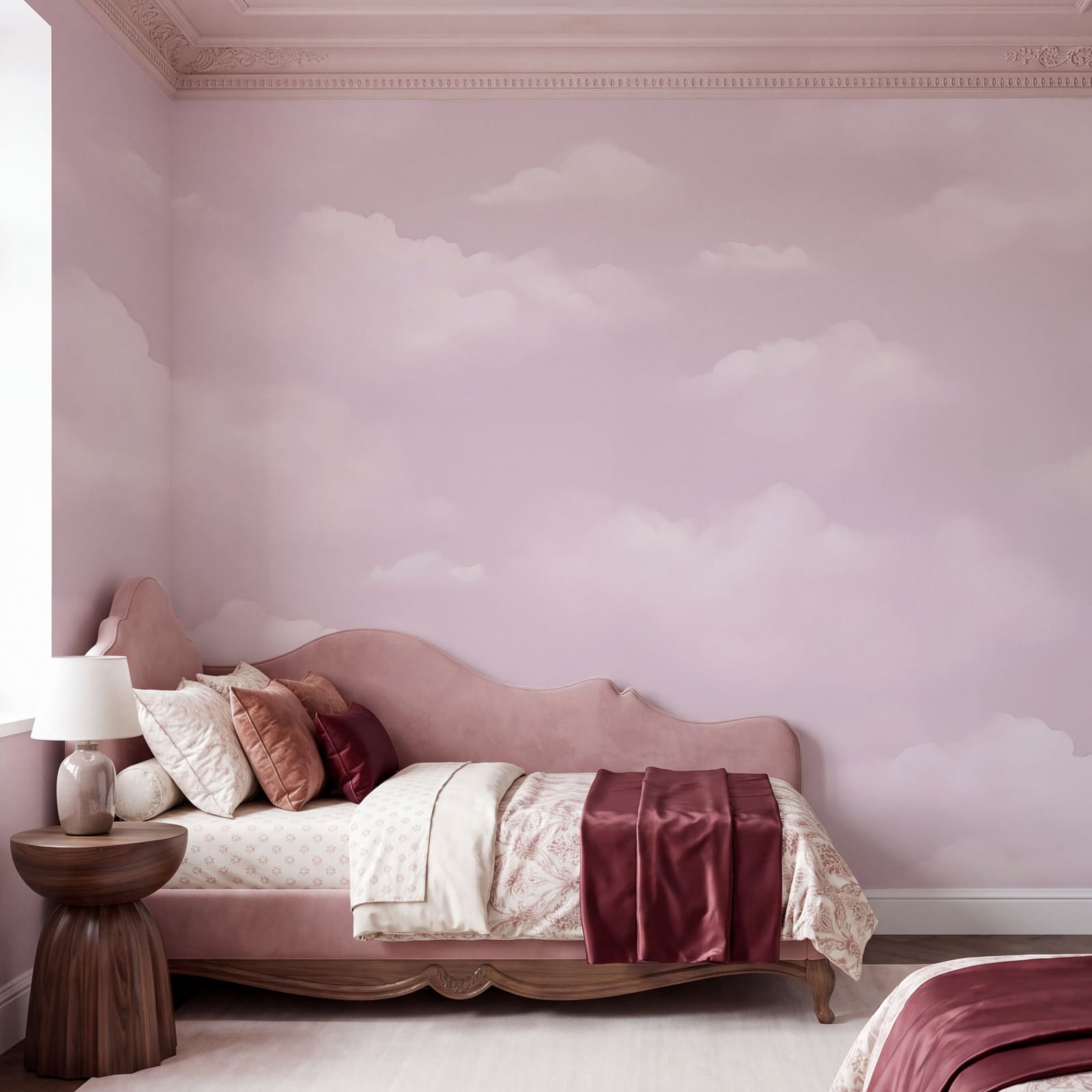 Pink sky with clouds