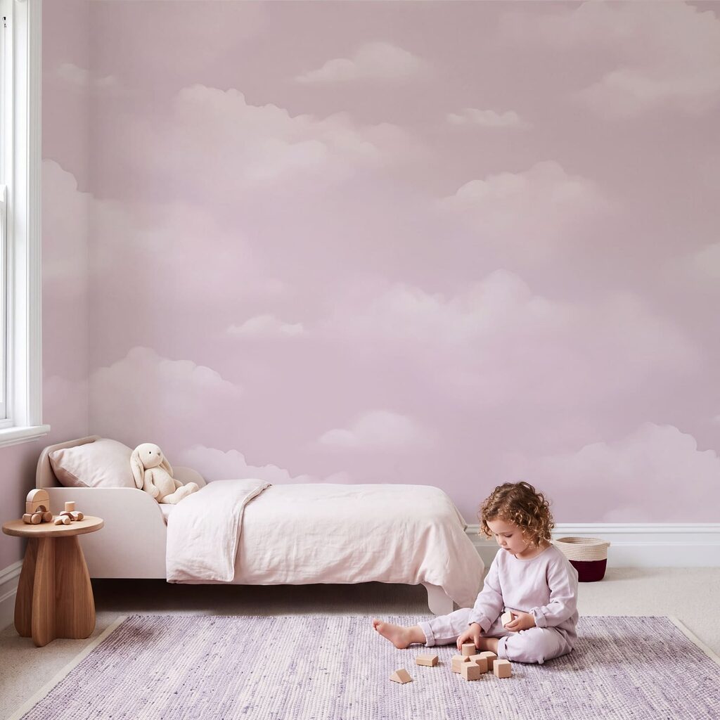 Pink sky with clouds
