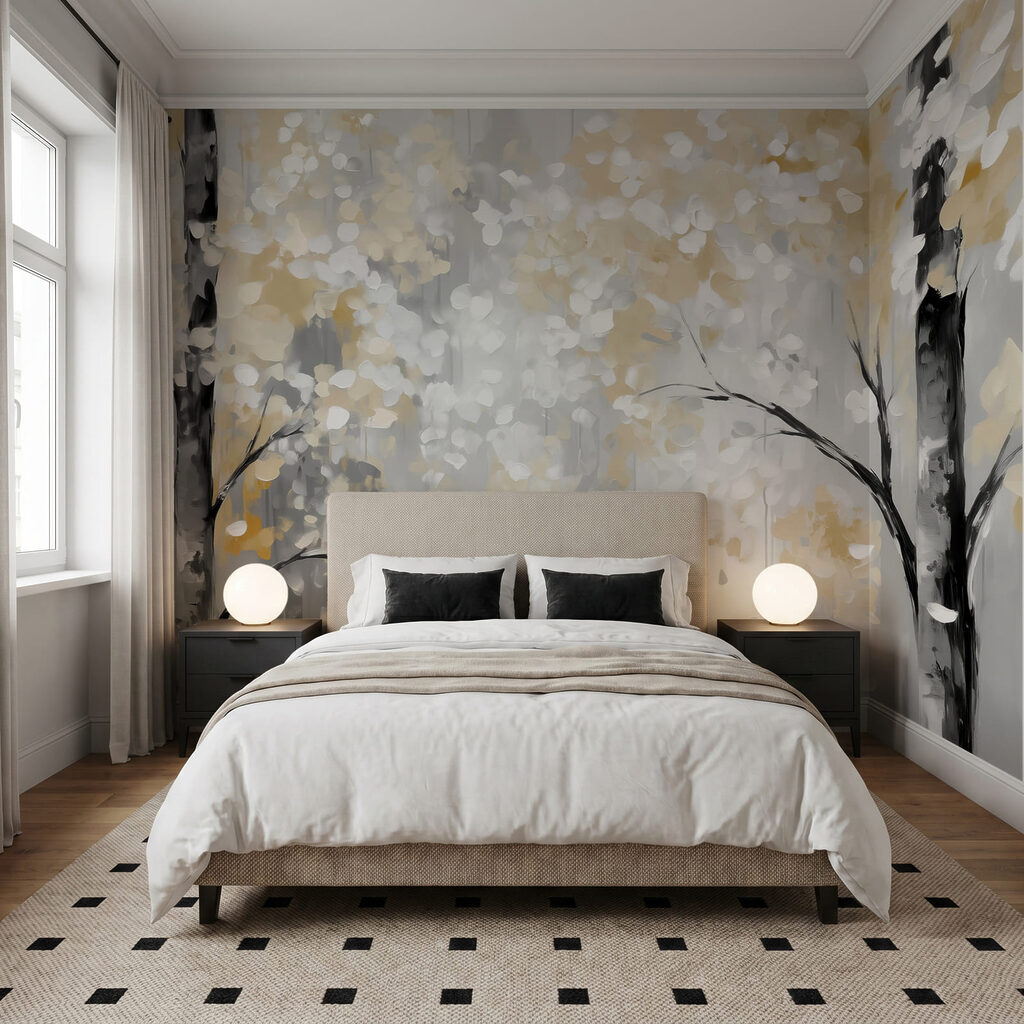 Wall mural Serene autumn forest scene unfolding (SKU: w04017) Wall mural Serene autumn forest scene unfolding (SKU: w04017)