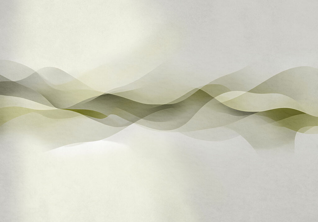 White background with green and grey waves