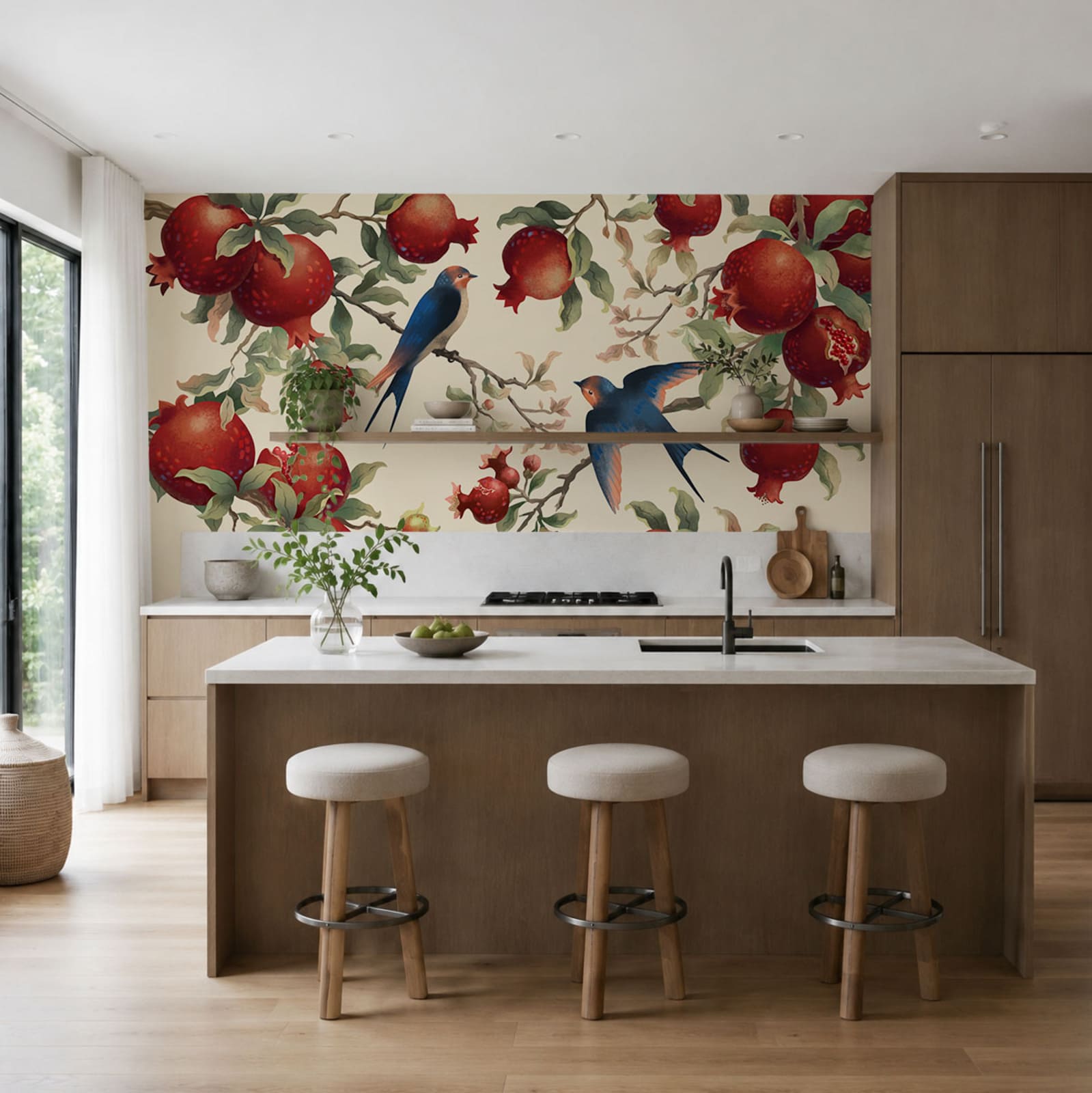 Birds on a branch with fruits Birds on a branch with fruits