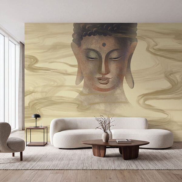 Wall mural Painting of a buddha head (SKU: t01012)