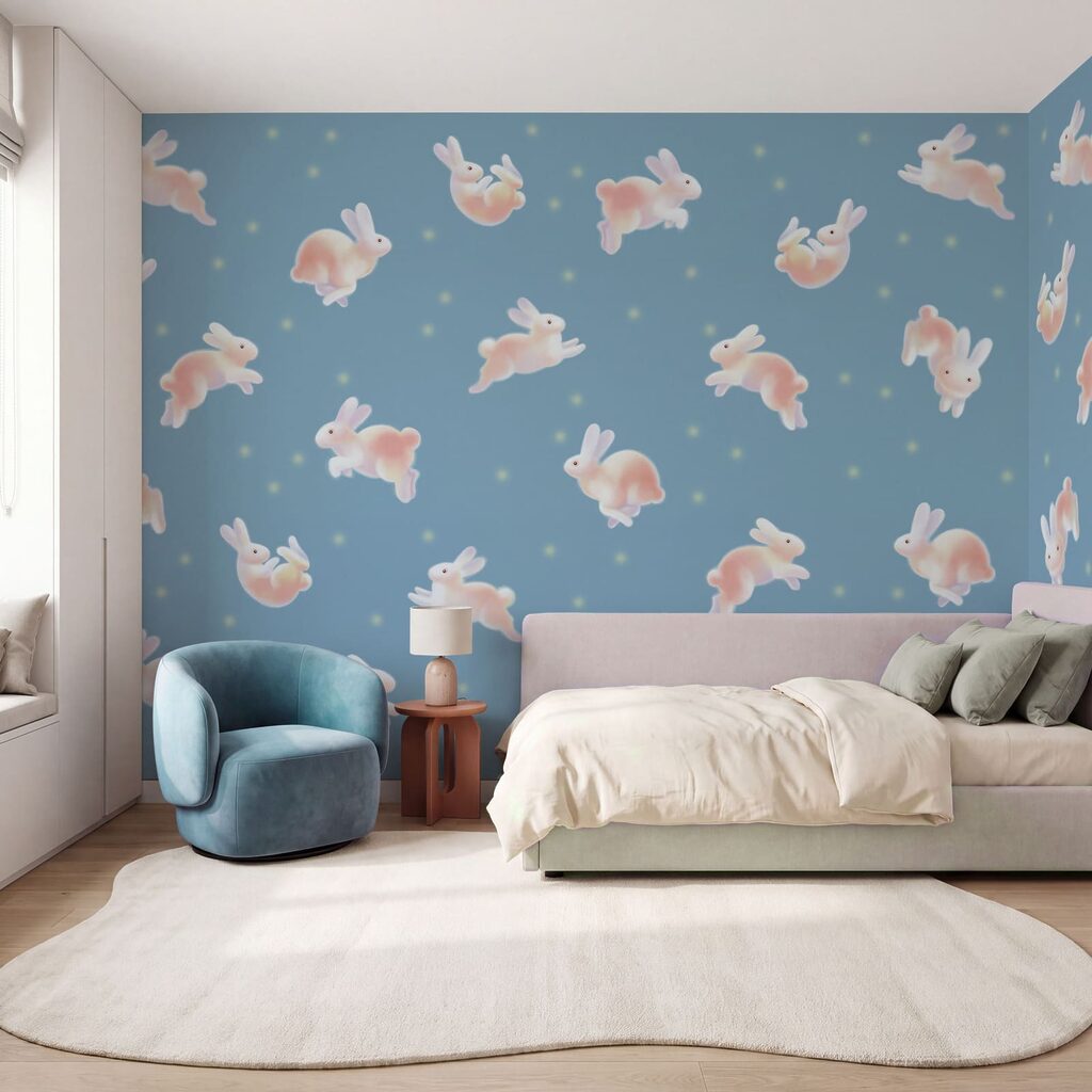 Group of rabbits on a blue background Group of rabbits on a blue background