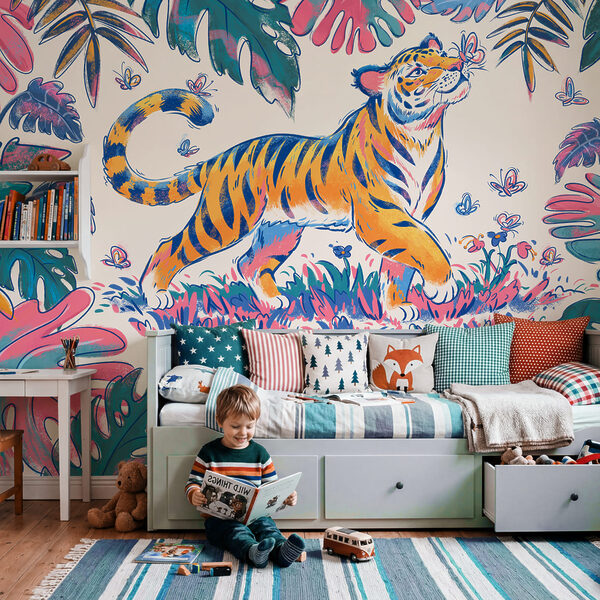 Wall mural Tiger with butterflies in its mouth (SKU: t01032) Wall mural Tiger with butterflies in its mouth (SKU: t01032)