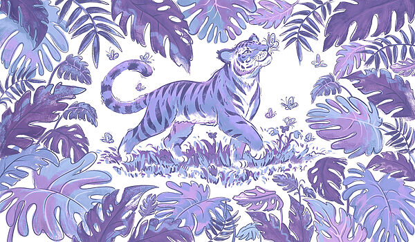 Wall mural Tiger with butterflies in its mouth (SKU: t01032v3) Wall mural Tiger with butterflies in its mouth (SKU: t01032v3)
