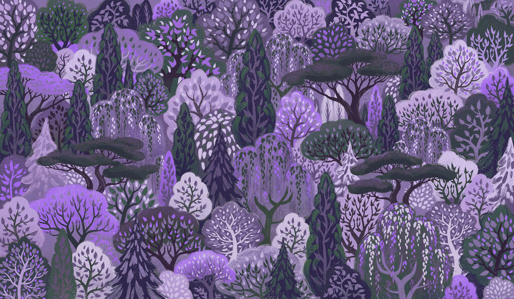 Wall mural Purple and green trees (SKU: t01033v1)