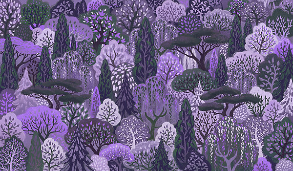 Wall mural Purple and green trees (SKU: t01033v1)