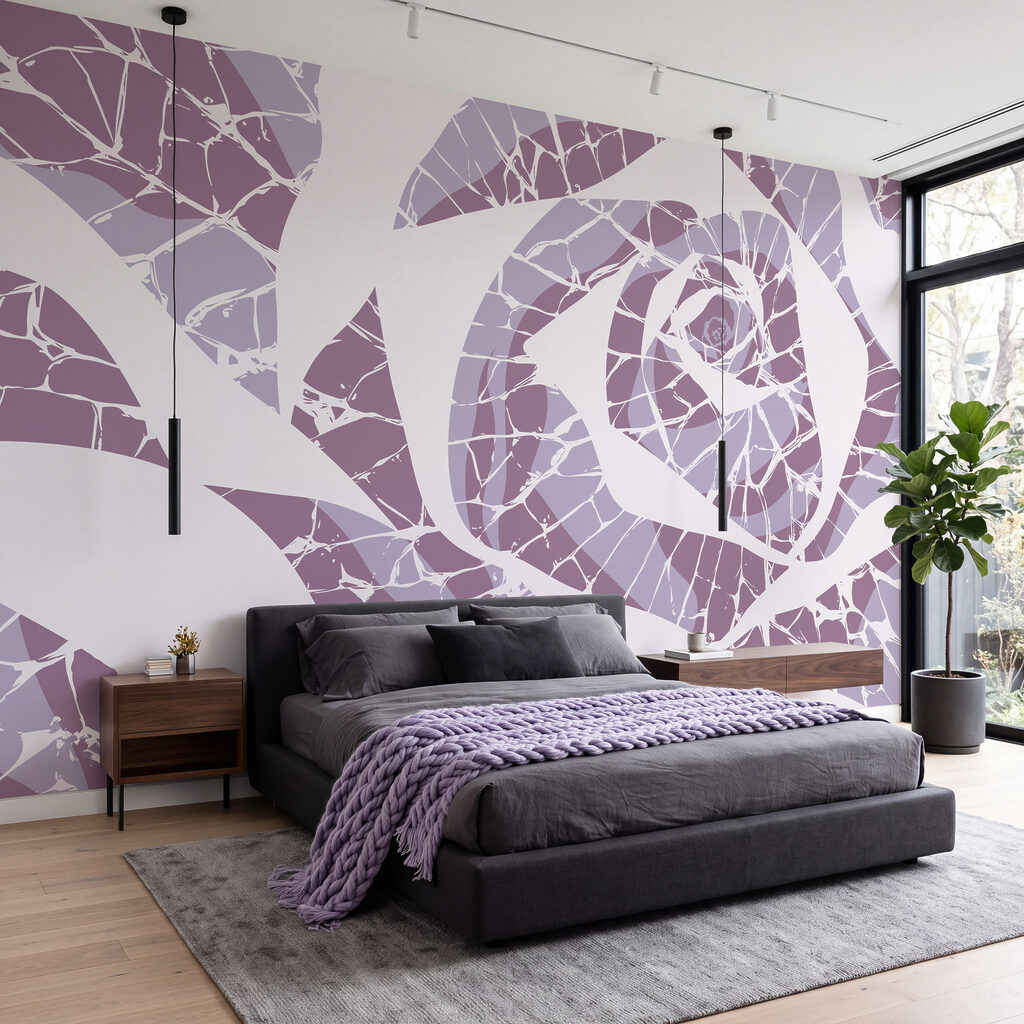 Wall mural Dreamy lavender floral design (SKU: t01035v2)