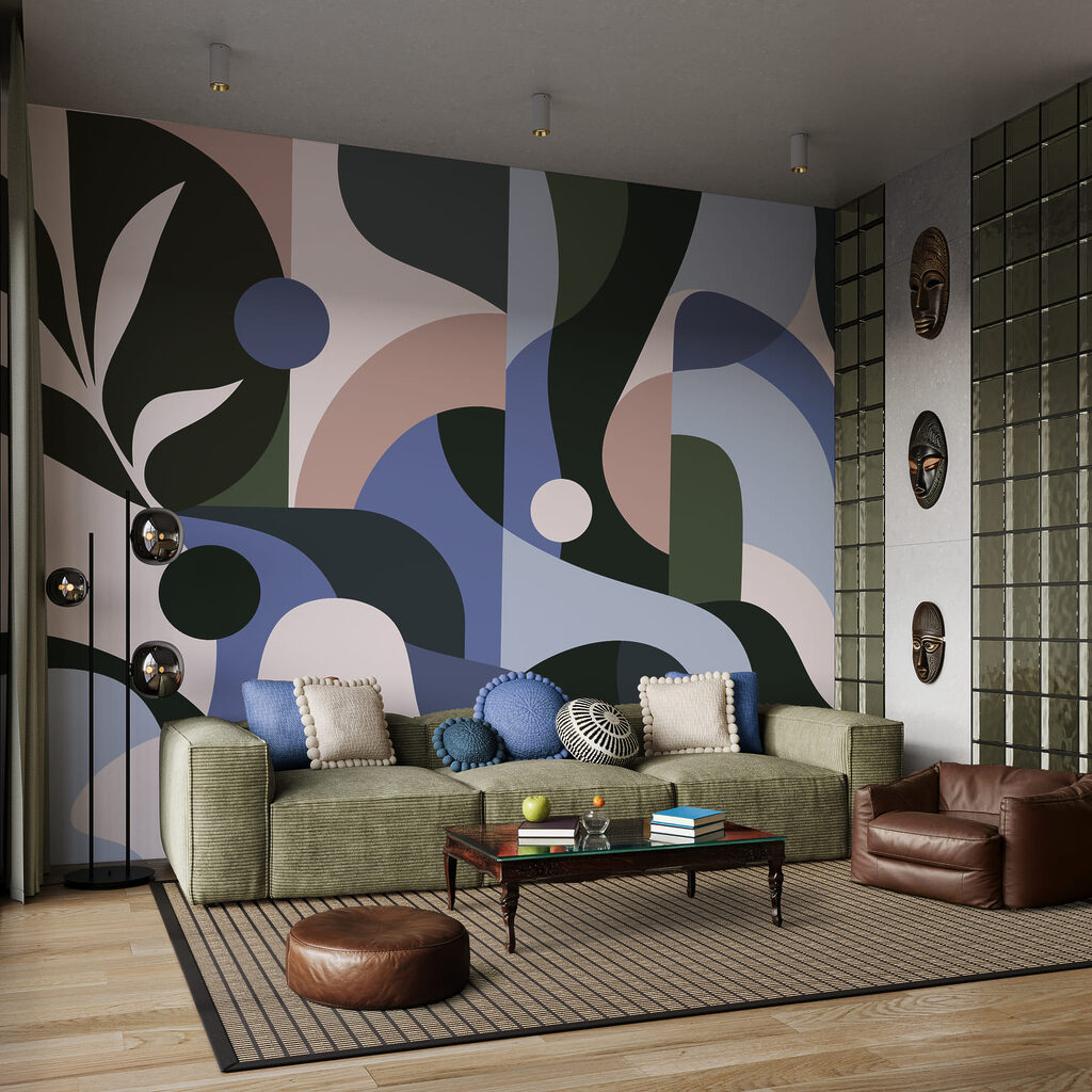 Wall mural Colorful art with circles and lines (SKU: t01036v3) Wall mural Colorful art with circles and lines (SKU: t01036v3)