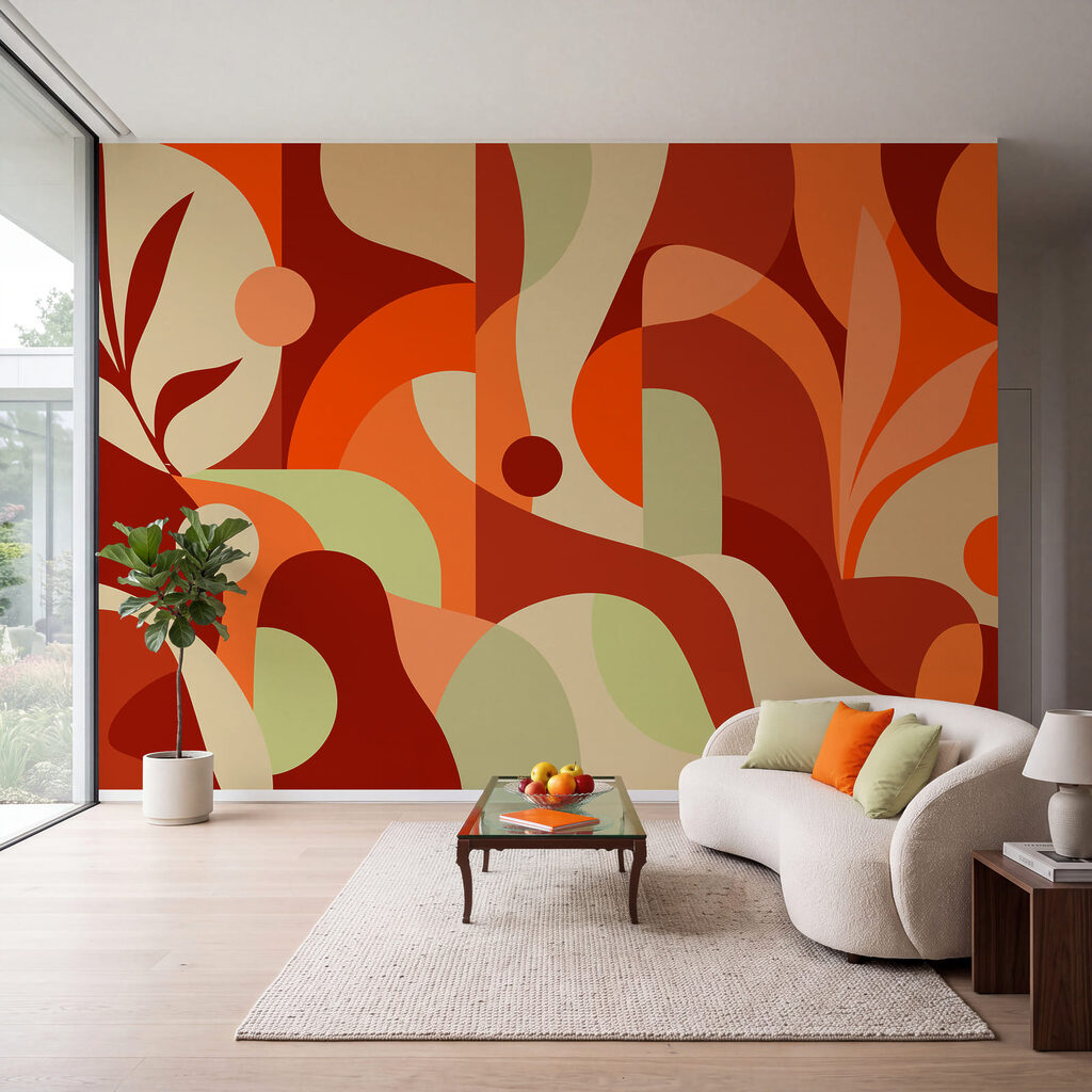 Wall mural Colorful art piece with curved shapes (SKU: t01036v7) Wall mural Colorful art piece with curved shapes (SKU: t01036v7)