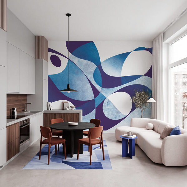 Wall mural Blue and white abstract art (SKU: t01037v4) Wall mural Blue and white abstract art (SKU: t01037v4)