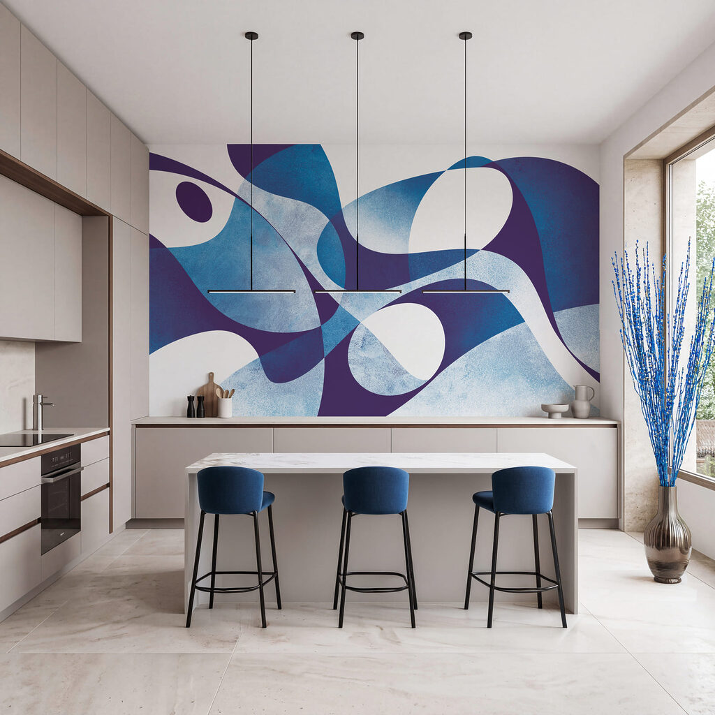 Wall mural Blue and white abstract art (SKU: t01037v4) Wall mural Blue and white abstract art (SKU: t01037v4)