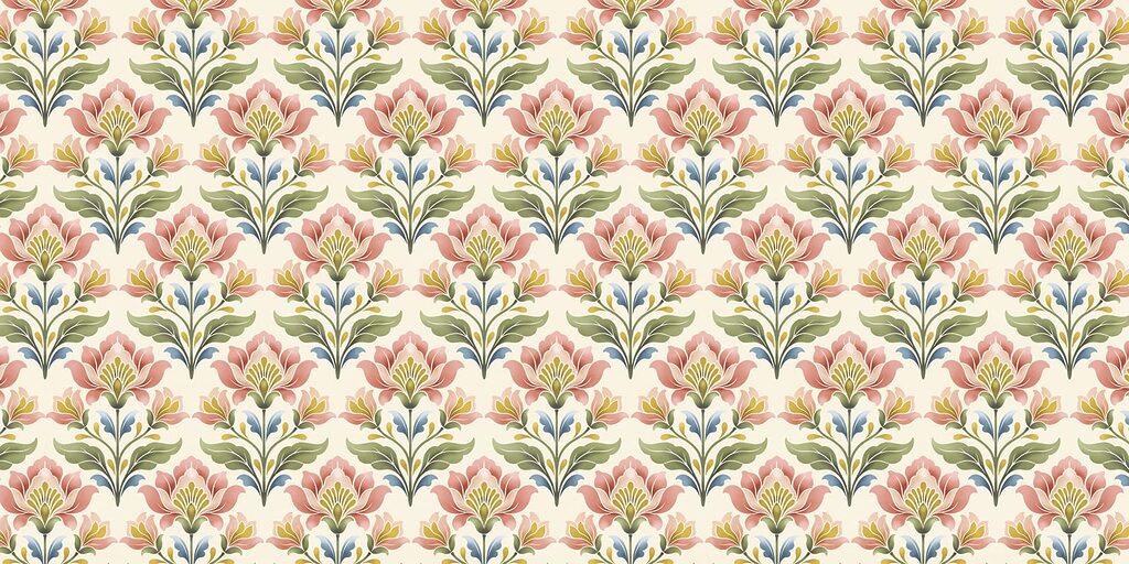 Wall mural Pattern of flowers on a white background (SKU: t01094)