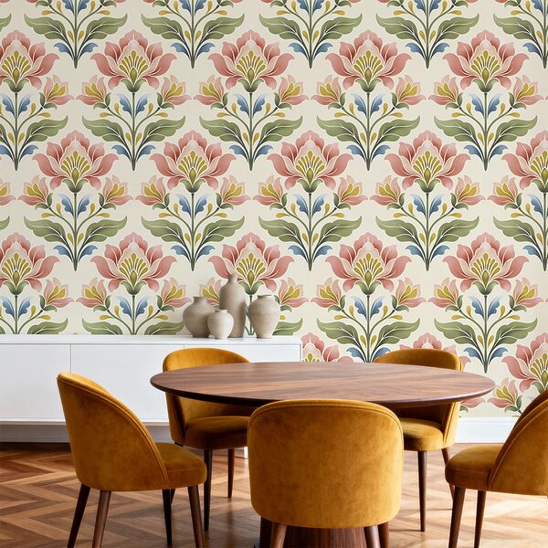Wall mural Pattern of flowers on a white background (SKU: t01094)