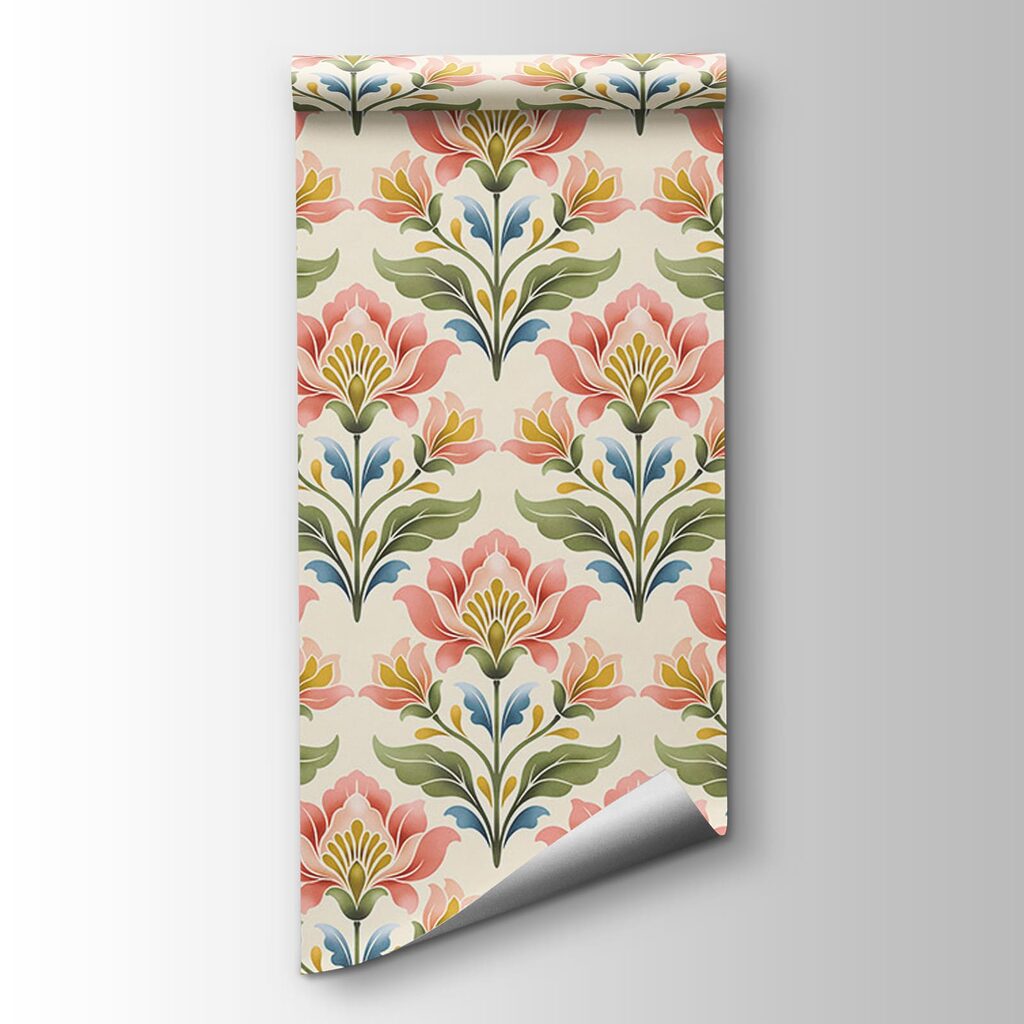 Wall mural Pattern of flowers on a white background (SKU: t01094)