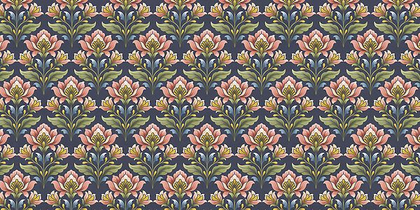 Wall mural Pattern of flowers on a blue background (SKU: t01094v1) Wall mural Pattern of flowers on a blue background (SKU: t01094v1)