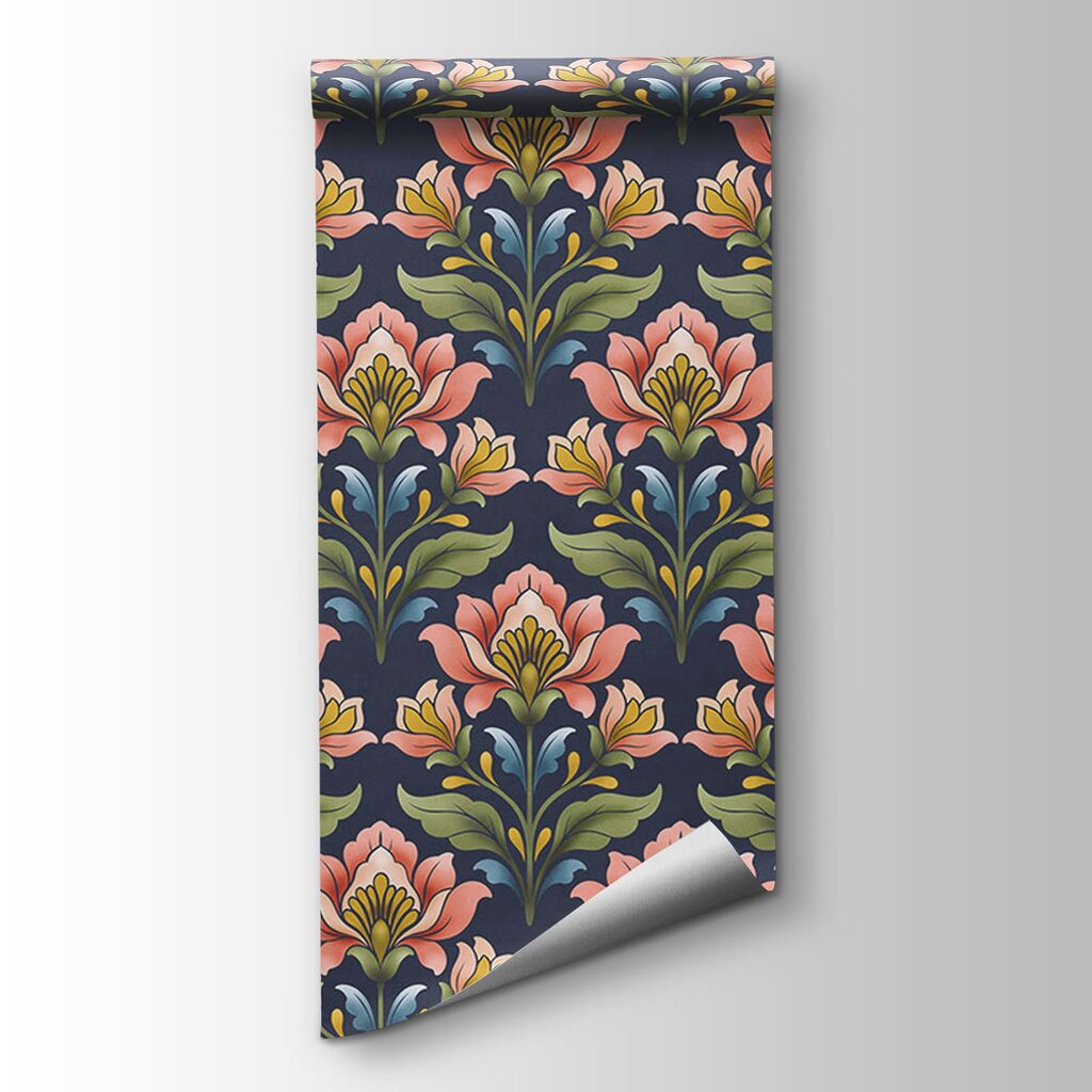 Wall mural Pattern of flowers on a blue background (SKU: t01094v1) Wall mural Pattern of flowers on a blue background (SKU: t01094v1)