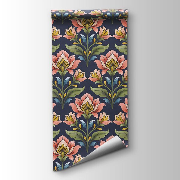 Wall mural Pattern of flowers on a blue background (SKU: t01094v1) Wall mural Pattern of flowers on a blue background (SKU: t01094v1)