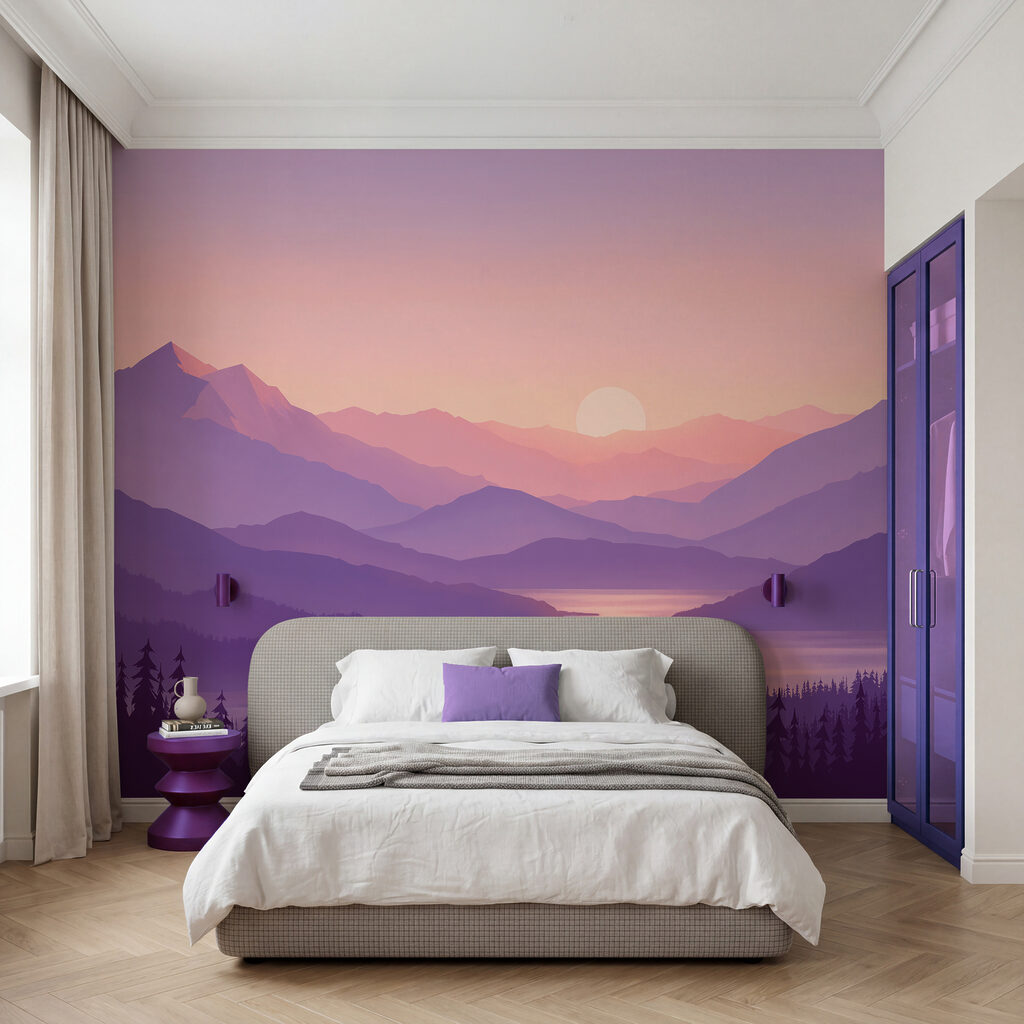 Wall mural Landscape of mountains and a lake (SKU: t01042v2)