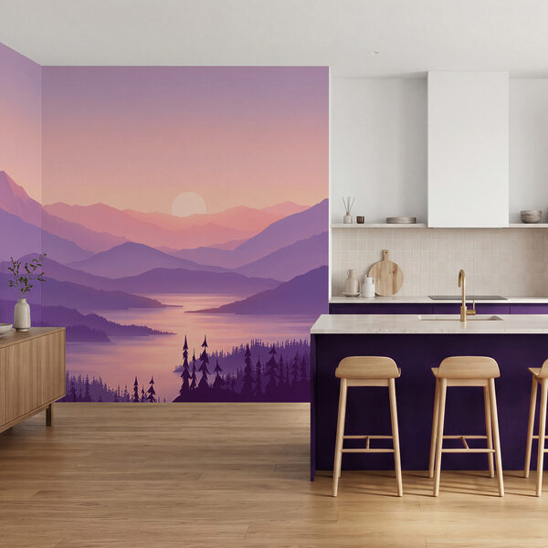 Wall mural Landscape of mountains and a lake (SKU: t01042v2)