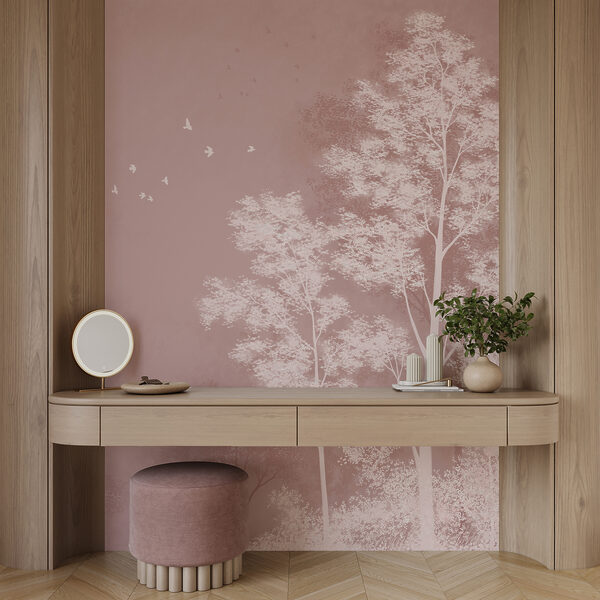 Wall mural Group of trees with birds flying in the sky (SKU: t01043) Wall mural Group of trees with birds flying in the sky (SKU: t01043)