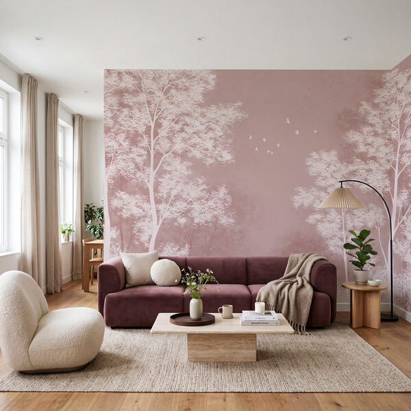 Wall mural Group of trees with birds flying in the sky (SKU: t01043) Wall mural Group of trees with birds flying in the sky (SKU: t01043)