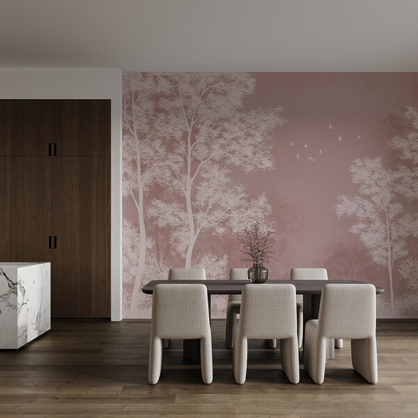 Wall mural Group of trees with birds flying in the sky (SKU: t01043) Wall mural Group of trees with birds flying in the sky (SKU: t01043)
