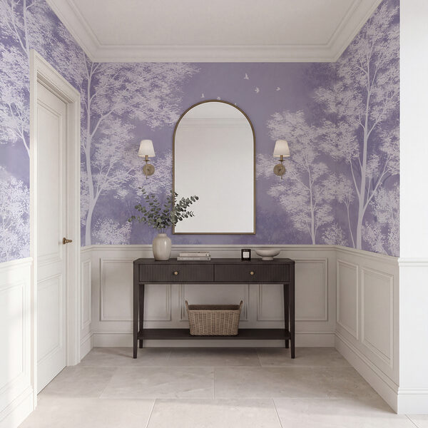 Wall mural Group of trees with birds flying in the sky (SKU: t01043v1)