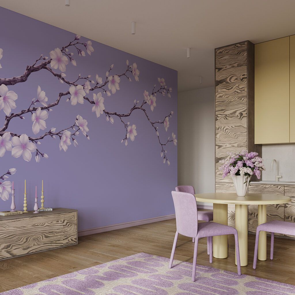 Wall mural Branch with white flowers (SKU: t01044v2)