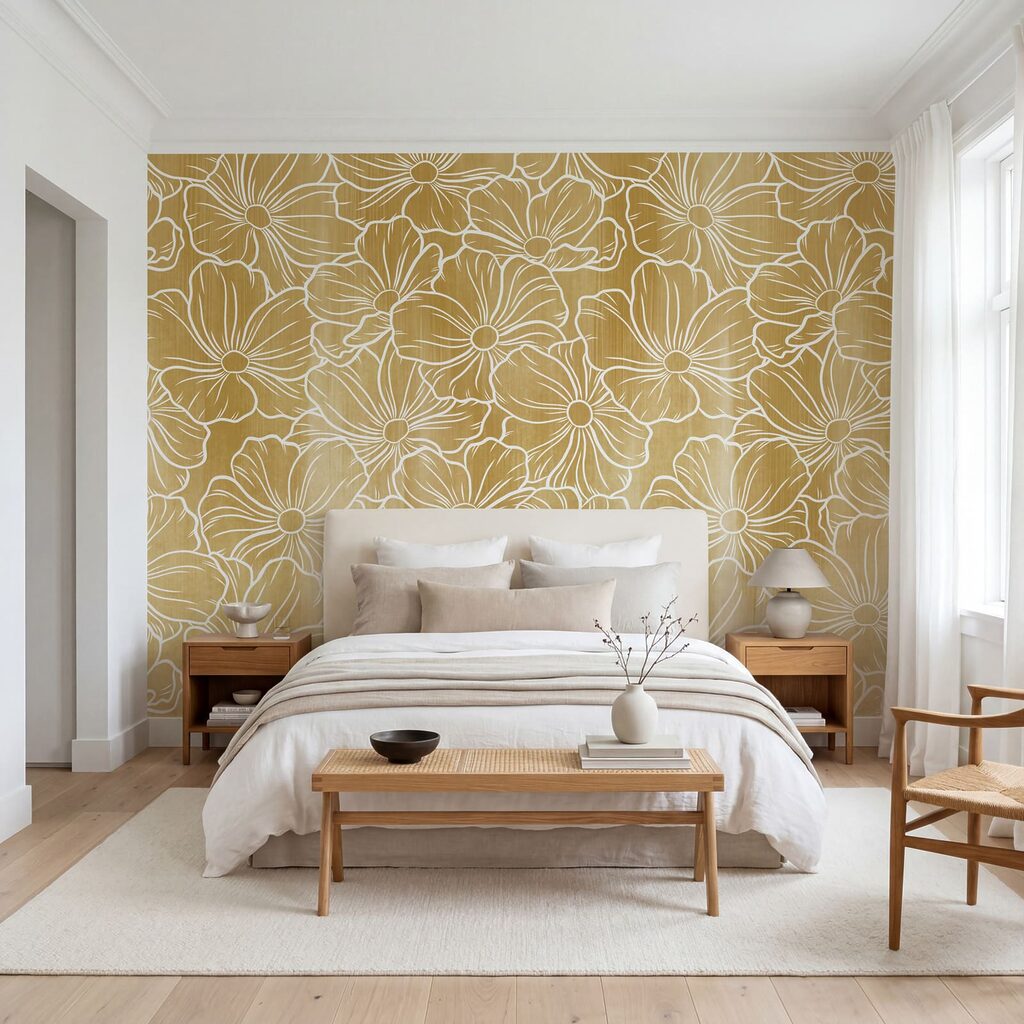 Wall mural Pattern of white flowers (SKU: t01098) Wall mural Pattern of white flowers (SKU: t01098)