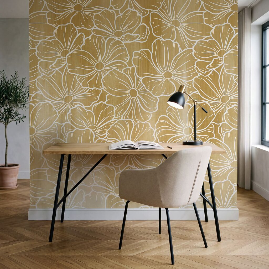 Wall mural Pattern of white flowers (SKU: t01098) Wall mural Pattern of white flowers (SKU: t01098)