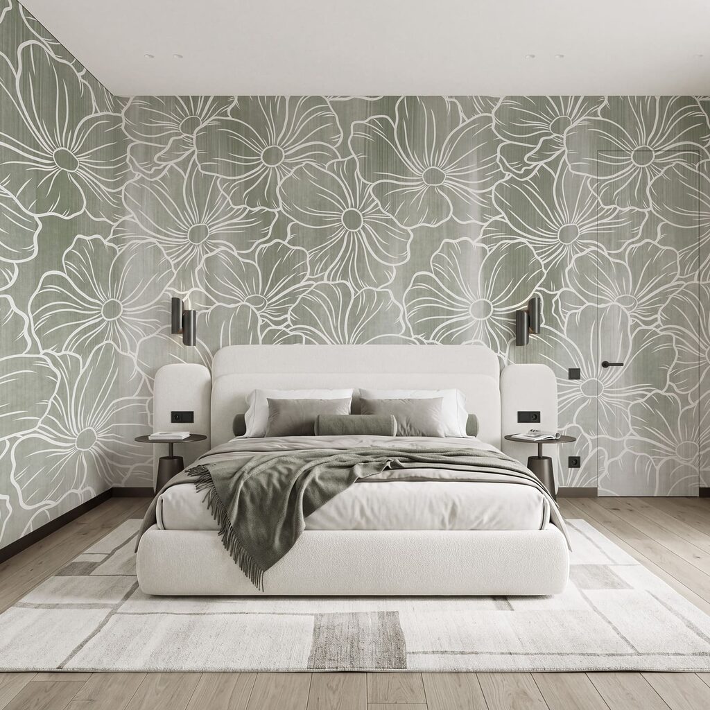 Wall mural Pattern of flowers on a grey background (SKU: t01098v1) Wall mural Pattern of flowers on a grey background (SKU: t01098v1)