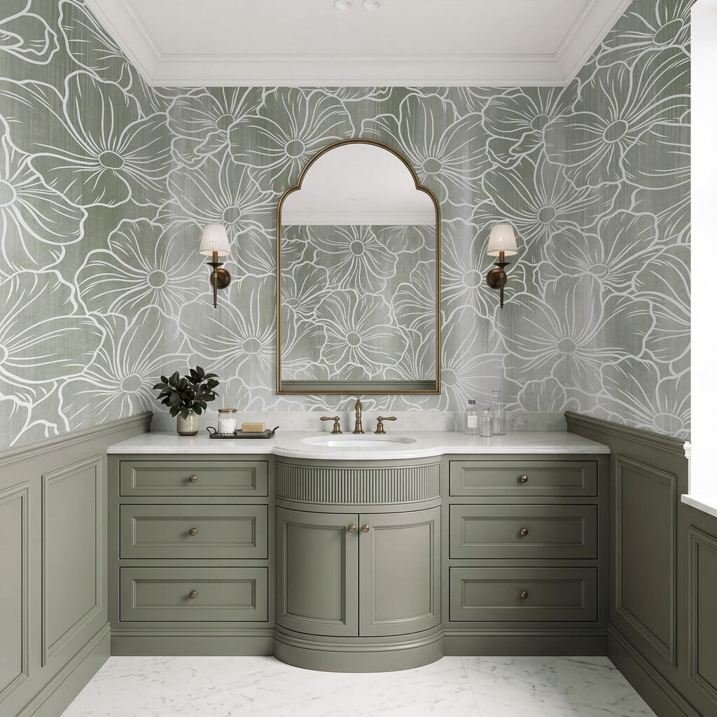 Wall mural Pattern of flowers on a grey background (SKU: t01098v1) Wall mural Pattern of flowers on a grey background (SKU: t01098v1)