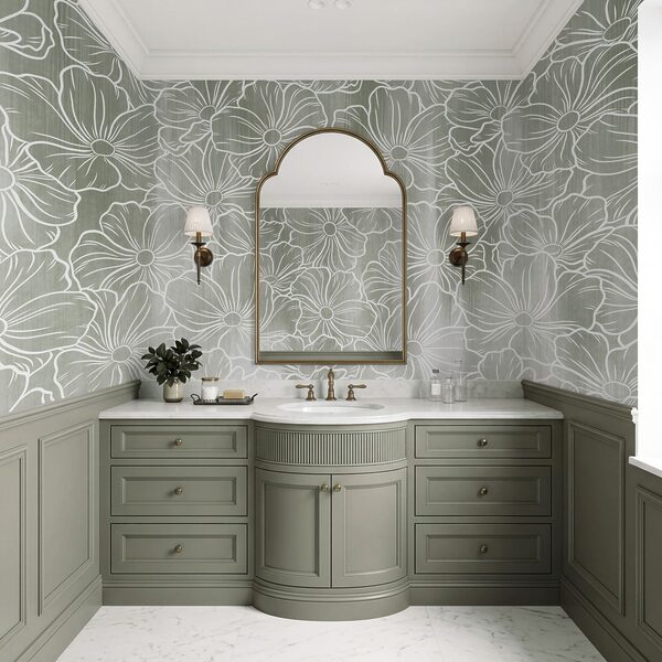 Wall mural Pattern of flowers on a grey background (SKU: t01098v1) Wall mural Pattern of flowers on a grey background (SKU: t01098v1)