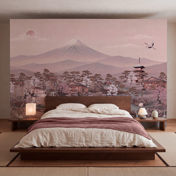 Wall mural Painting of a landscape with a mountain and trees (SKU: t01063v1) Wall mural Painting of a landscape with a mountain and trees (SKU: t01063v1)