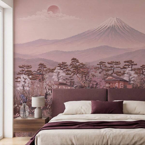 Wall mural Painting of a landscape with a mountain and trees (SKU: t01063v1) Wall mural Painting of a landscape with a mountain and trees (SKU: t01063v1)
