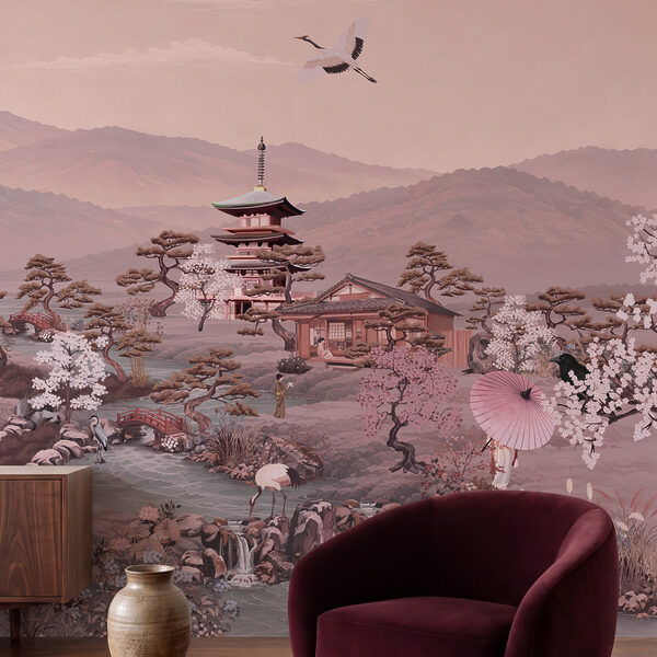 Wall mural Painting of a landscape with a mountain and trees (SKU: t01063v1) Wall mural Painting of a landscape with a mountain and trees (SKU: t01063v1)