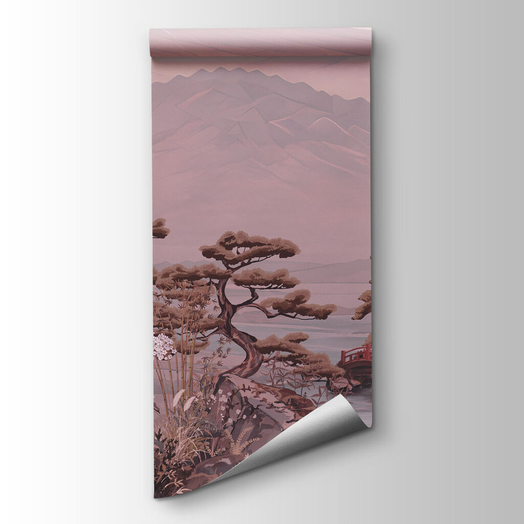 Wall mural Painting of a landscape with a mountain and trees (SKU: t01063v1) Wall mural Painting of a landscape with a mountain and trees (SKU: t01063v1)