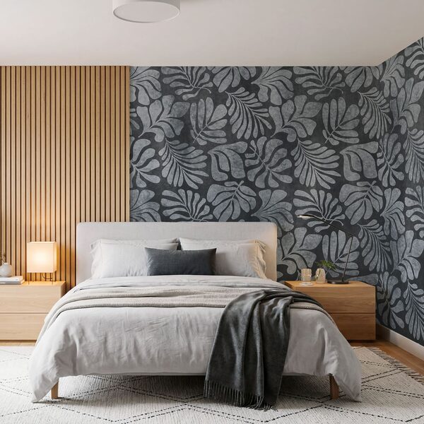 Wall mural Pattern of leaves on a black background (SKU: t01111v2) Wall mural Pattern of leaves on a black background (SKU: t01111v2)