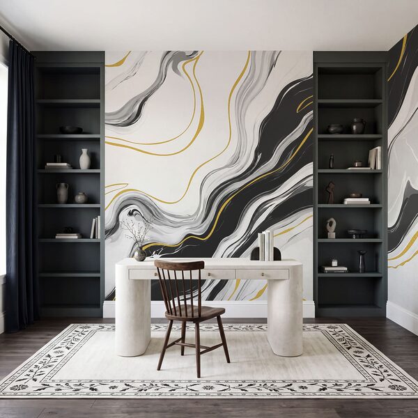 Wall mural Black and white swirly pattern (SKU: t01112) Wall mural Black and white swirly pattern (SKU: t01112)