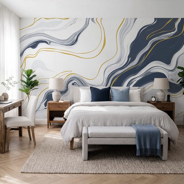 Wall mural White and blue marbled surface (SKU: t01112v1) Wall mural White and blue marbled surface (SKU: t01112v1)