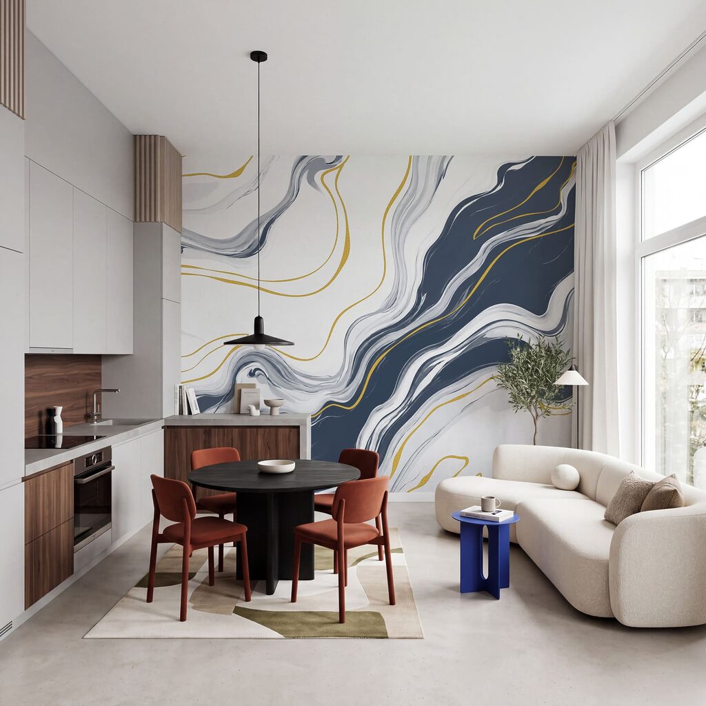 Wall mural White and blue marbled surface (SKU: t01112v1) Wall mural White and blue marbled surface (SKU: t01112v1)