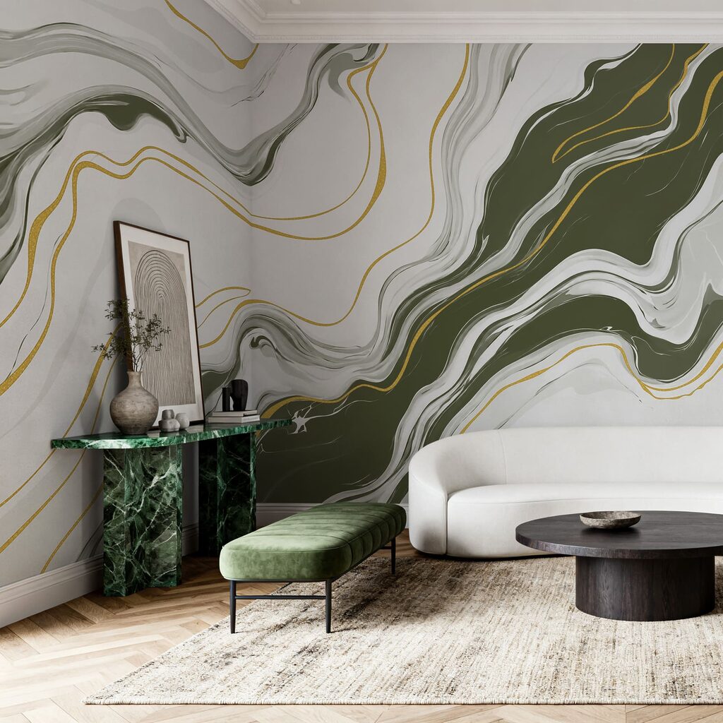 Wall mural White and green marbled surface (SKU: t01112v2) Wall mural White and green marbled surface (SKU: t01112v2)