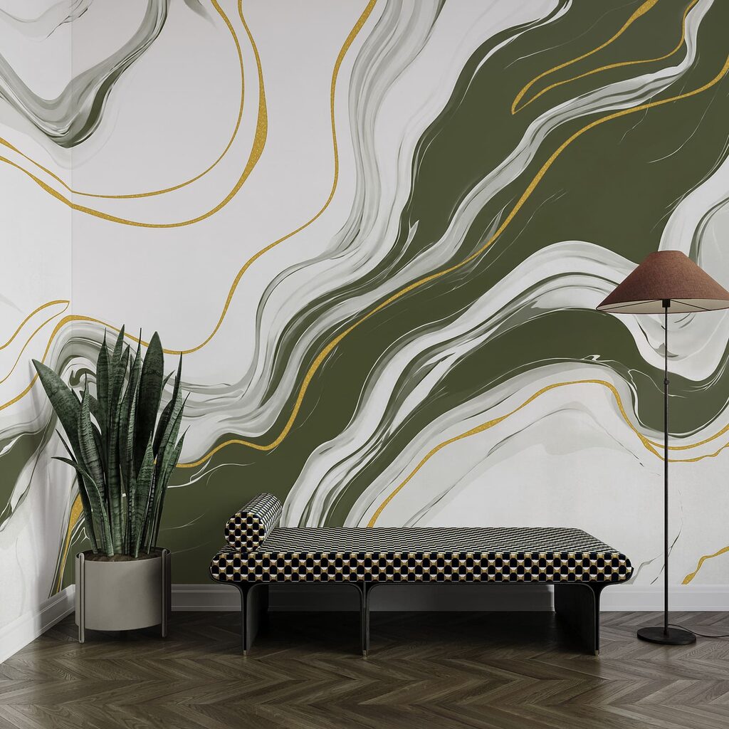 Wall mural White and green marbled surface (SKU: t01112v2) Wall mural White and green marbled surface (SKU: t01112v2)