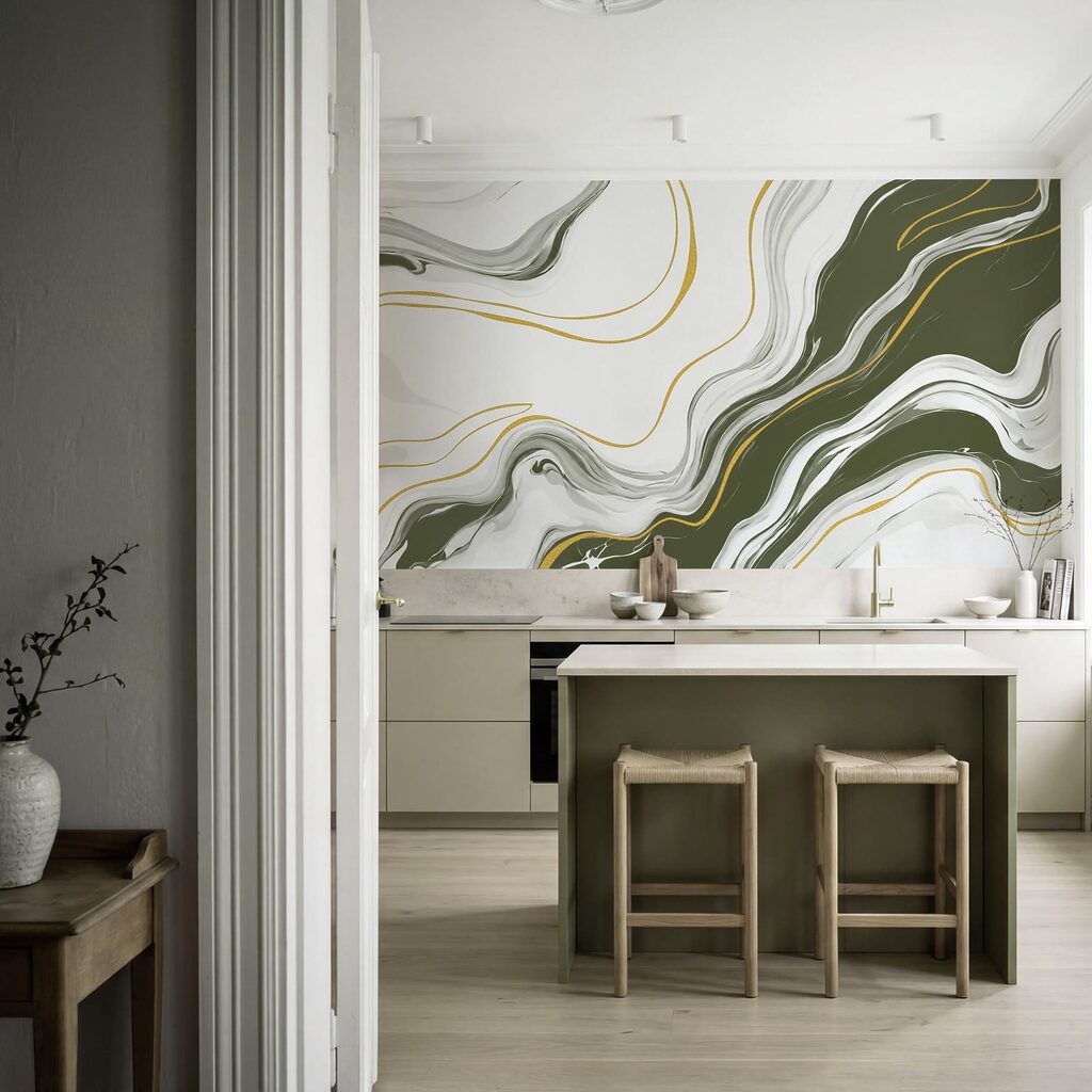 Wall mural White and green marbled surface (SKU: t01112v2) Wall mural White and green marbled surface (SKU: t01112v2)