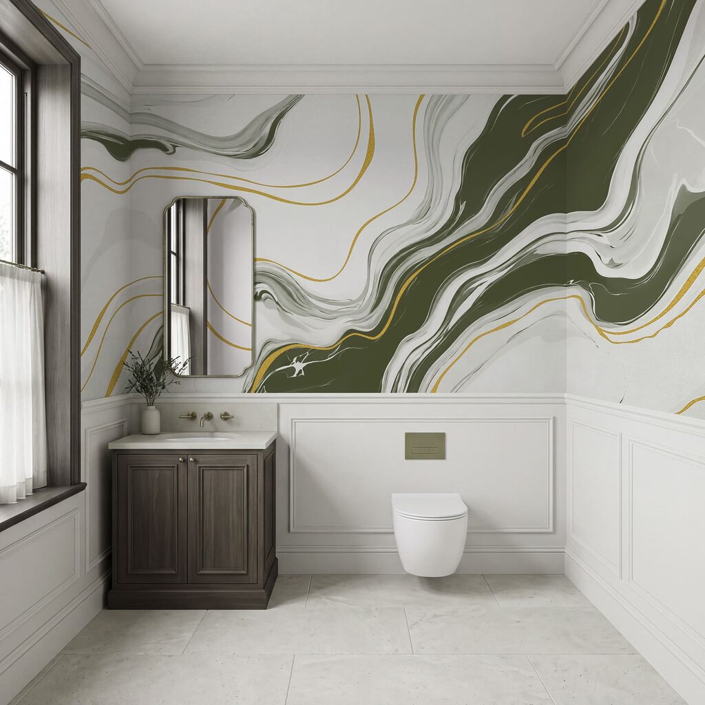 Wall mural White and green marbled surface (SKU: t01112v2) Wall mural White and green marbled surface (SKU: t01112v2)