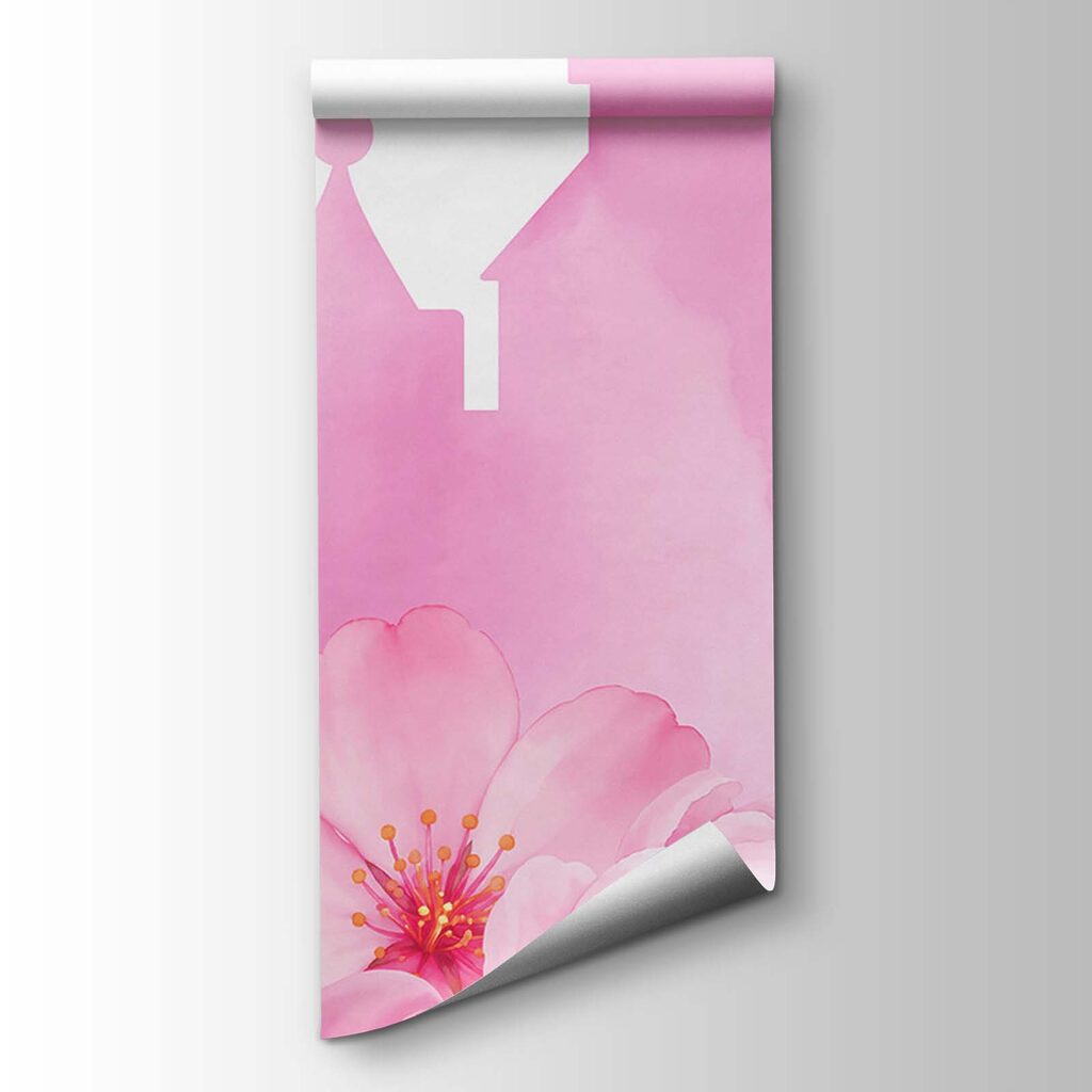 Wall mural Pink castle with butterflies and flowers (SKU: t01113) Wall mural Pink castle with butterflies and flowers (SKU: t01113)
