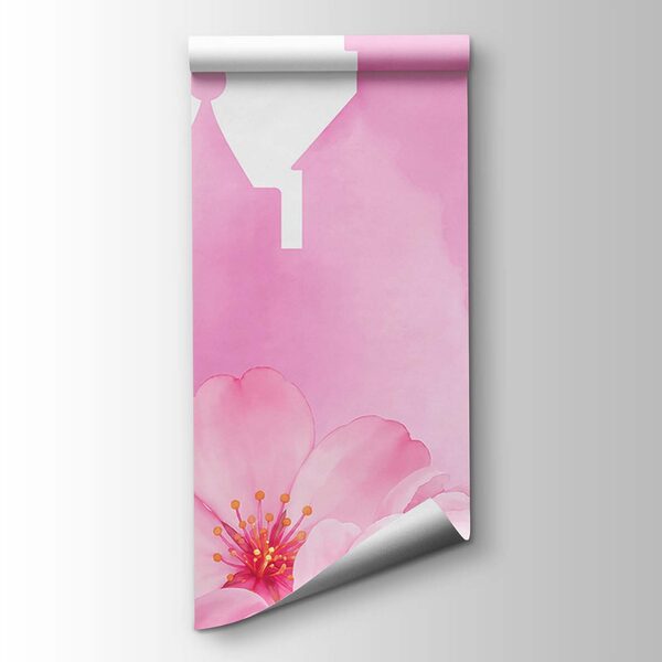 Wall mural Pink castle with butterflies and flowers (SKU: t01113) Wall mural Pink castle with butterflies and flowers (SKU: t01113)